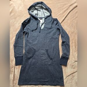 Patagonia Ahnya Dress Organic Cotton Blue Denim Hoodie Cozy Fall Lounge - Size M